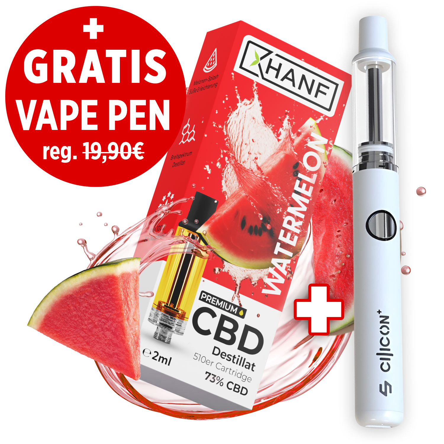 CBD Vape Pen Kartusche - Watermelon 2ml