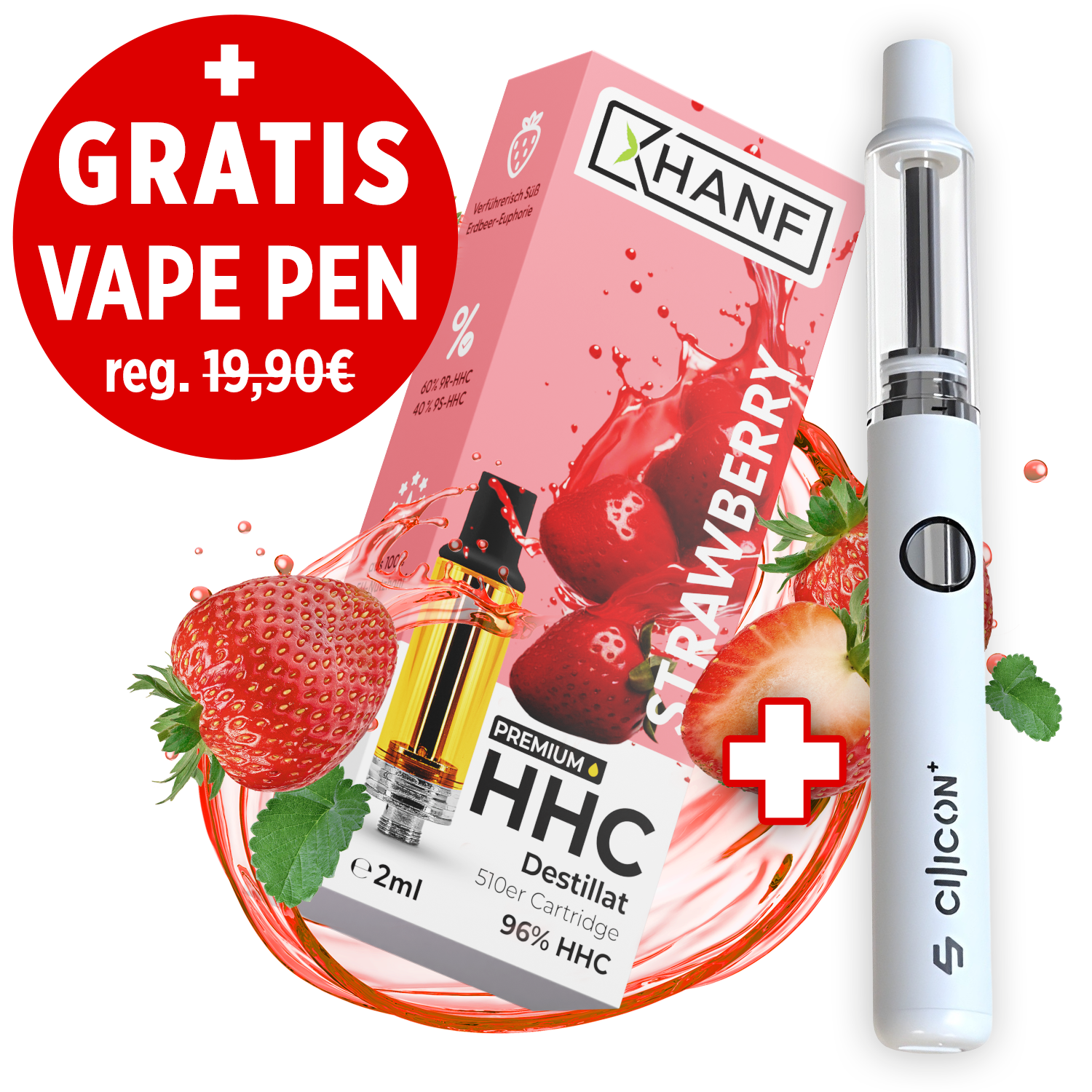 HHC Vape Pen Kartusche - Strawberry 2ml